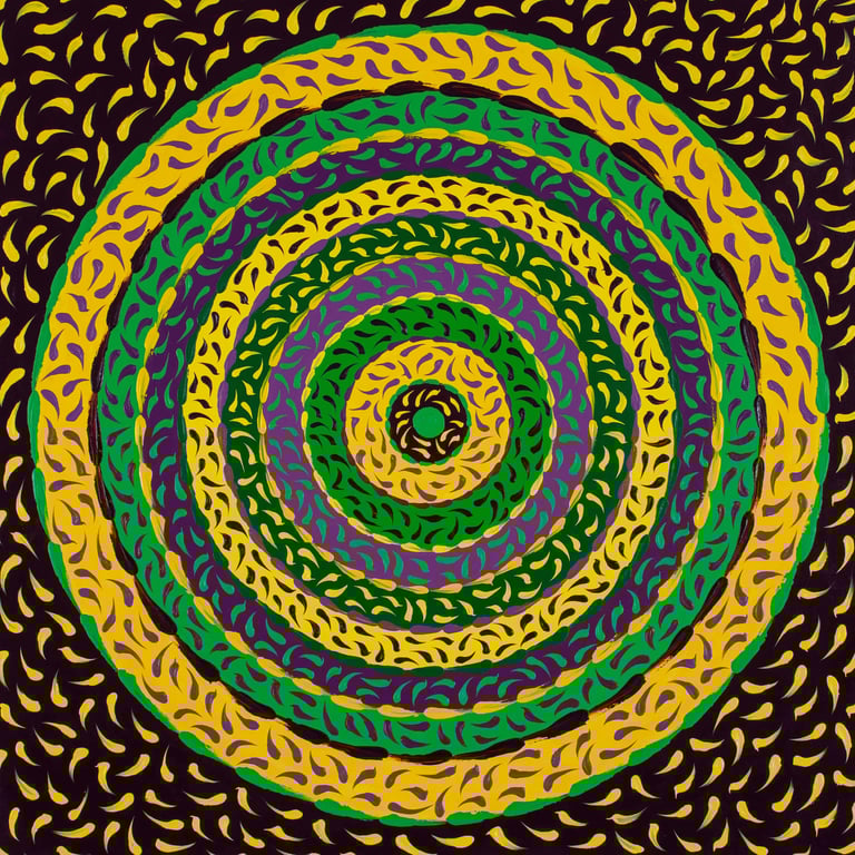 Yellow and green velvet spiral wave with subtle divine vibration