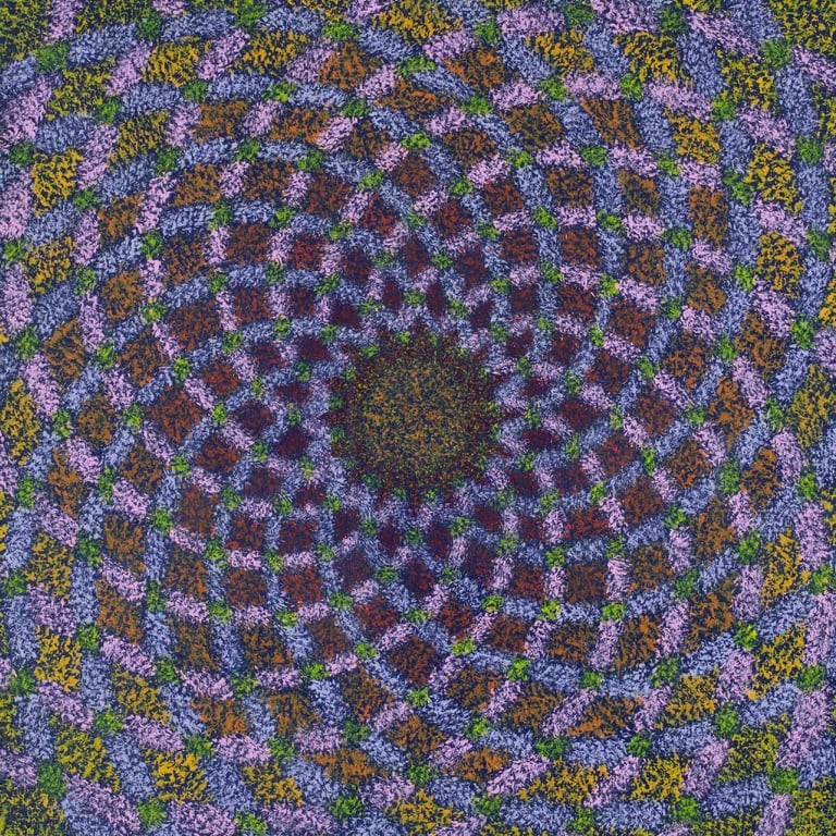 Colorful spiral grid in floral geometric formation by Adib Haddad