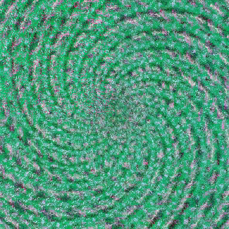 Green spiral harmonic mosaic with golden spiritual vibration by Adib Haddad