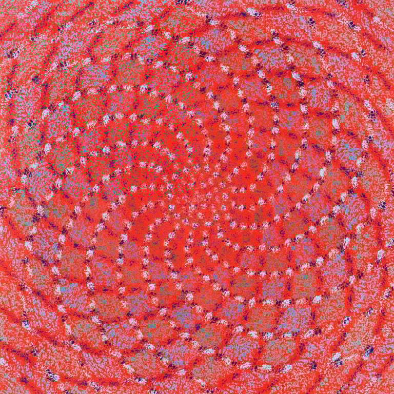 Red spiral seed form symbolizing spiritual energy and sacred formation