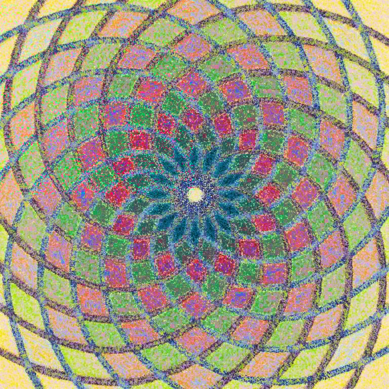 Radiant solar spiral with glowing spiritual core and concentric pattern