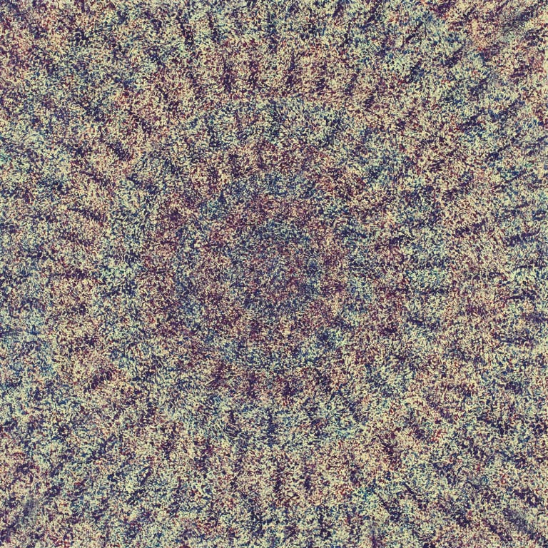 Radiant core emerging from mosaic depth, sacred abstraction by Adib Haddad