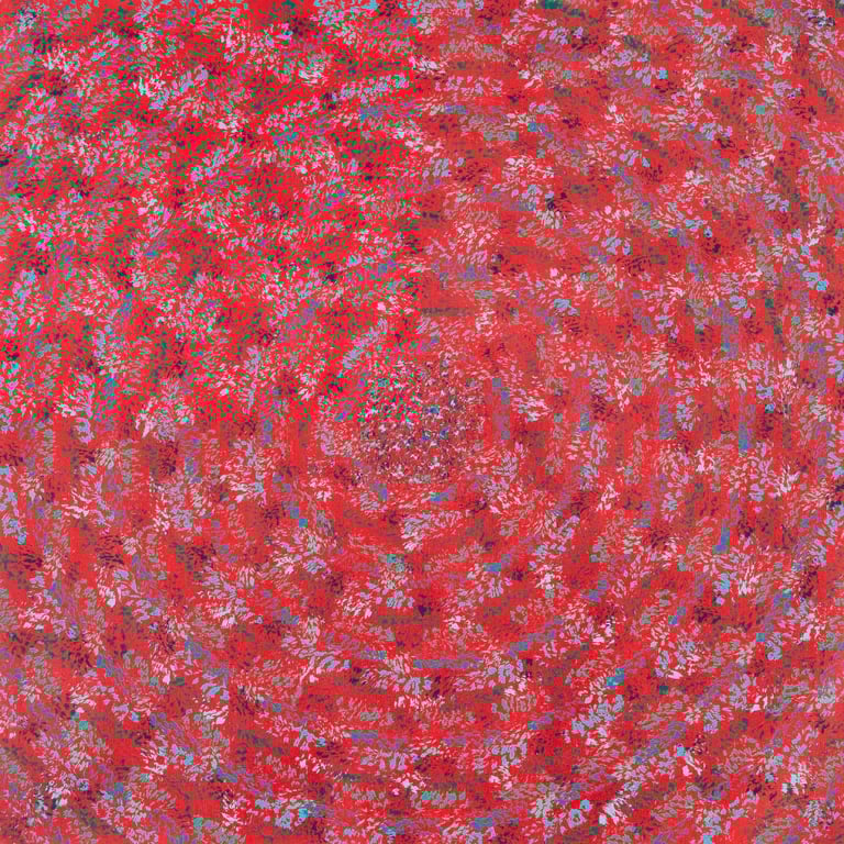 Red-blue concentric opening revealing inward journey and vibration by Adib Haddad
