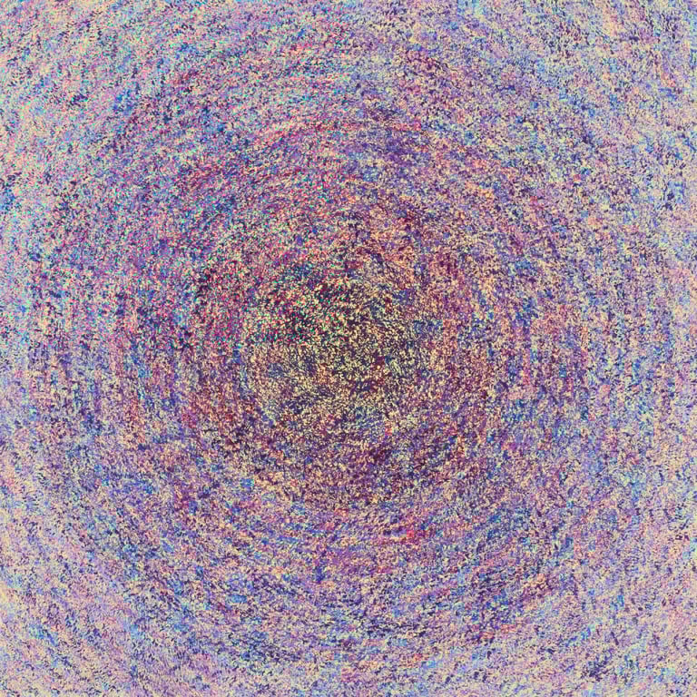 Central yellow light emerging through spectral mosaic from Threads of Existence