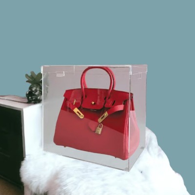 Acrylic Bag Display Case with a Red Bag inside