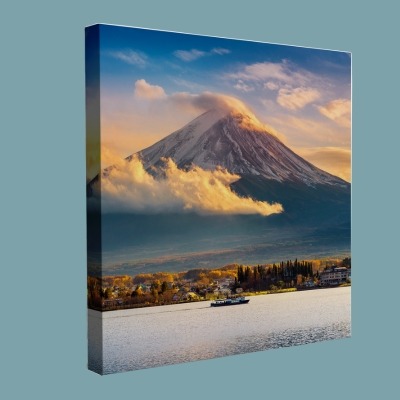 Canvas Media Printing with a mountain and lake scenery