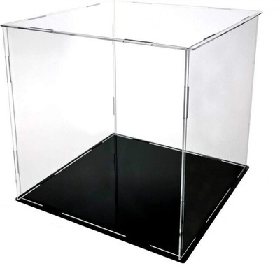 Clear acrylic display box with a black base.