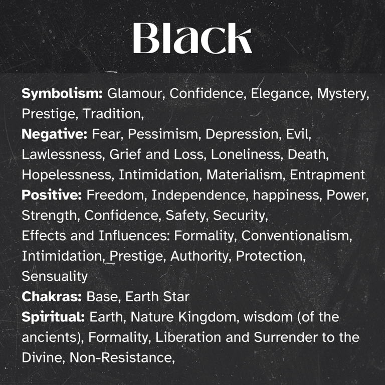 BLACK Healing Attributes, symbolism, Chakras, Spiritual, Self-Awareness, Enlightenment