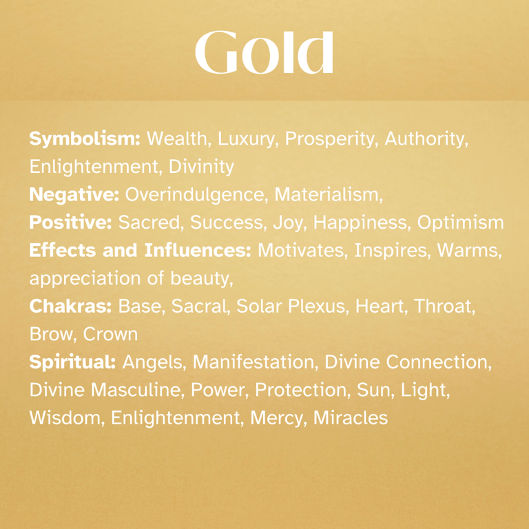 GOLD Healing Attributes, symbolism, Chakras, Spiritual, Self-Awareness, Enlightenment