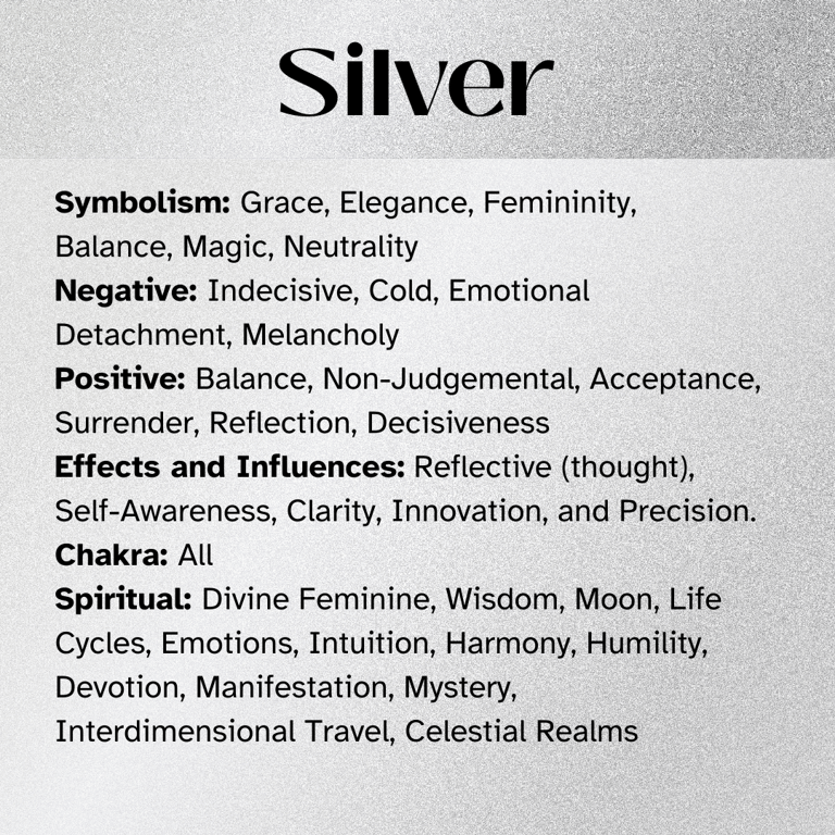 SILVER Healing Attributes, symbolism, Chakras, Spiritual, Self-Awareness, Enlightenment