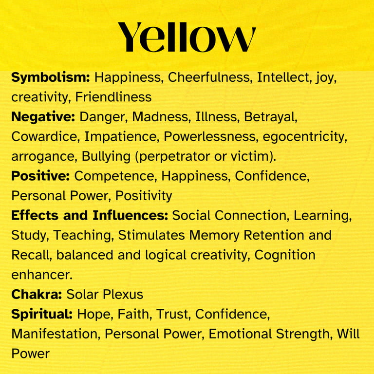 YELLOW Healing Attributes, symbolism, Chakras, Spiritual, Self Awareness, Enlightenment