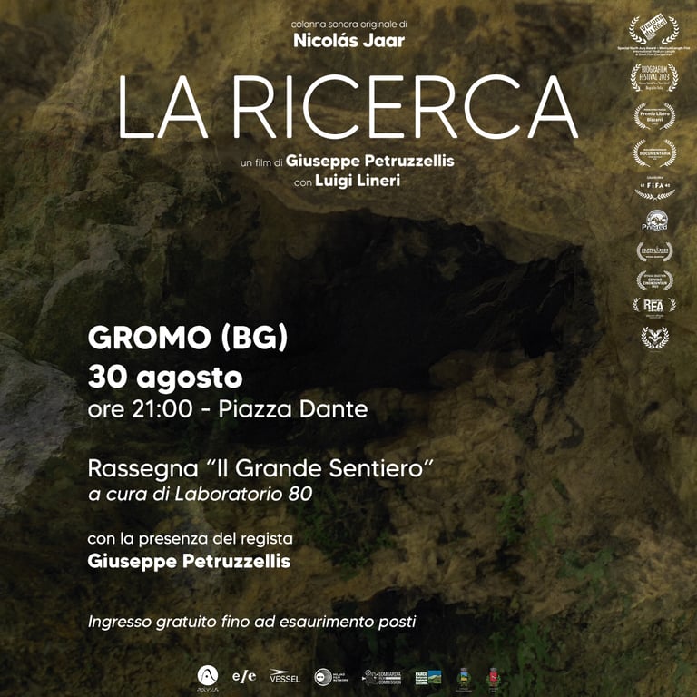 La Ricerca, Il film documentario con Luigi Lineri, diretto da Giuseppe Petruzzellis a Gromo il 30 agosto 2024