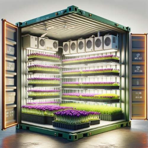 cut out of a container farm