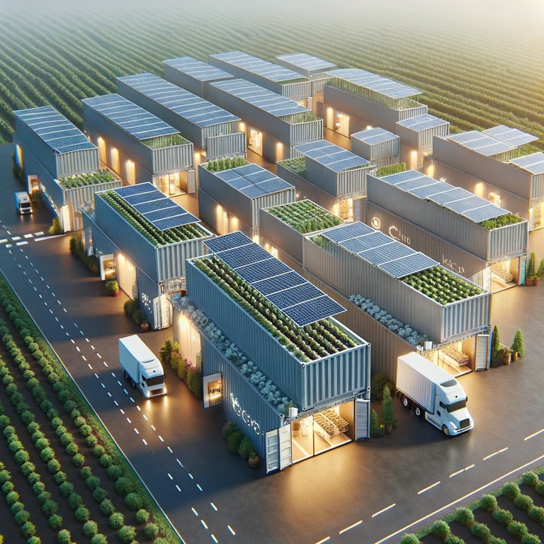 areal view of a container farm 
