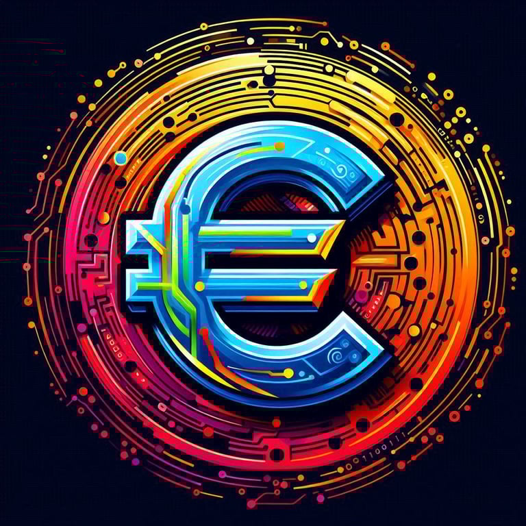 a colorful euro currency Token symbol
