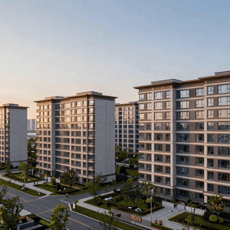 A high-end residential penthouse interior featuring burnished gold light fixtures and deep charcoal velvet furniture under soft, elegant lighting.