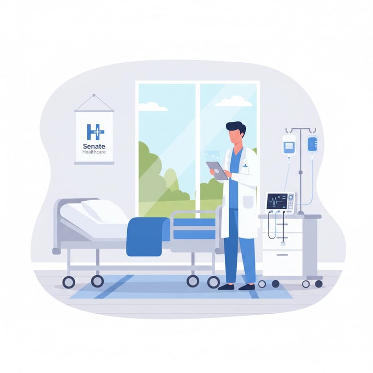 Hospital-at-home patient monitoring equipment in residential bedroom