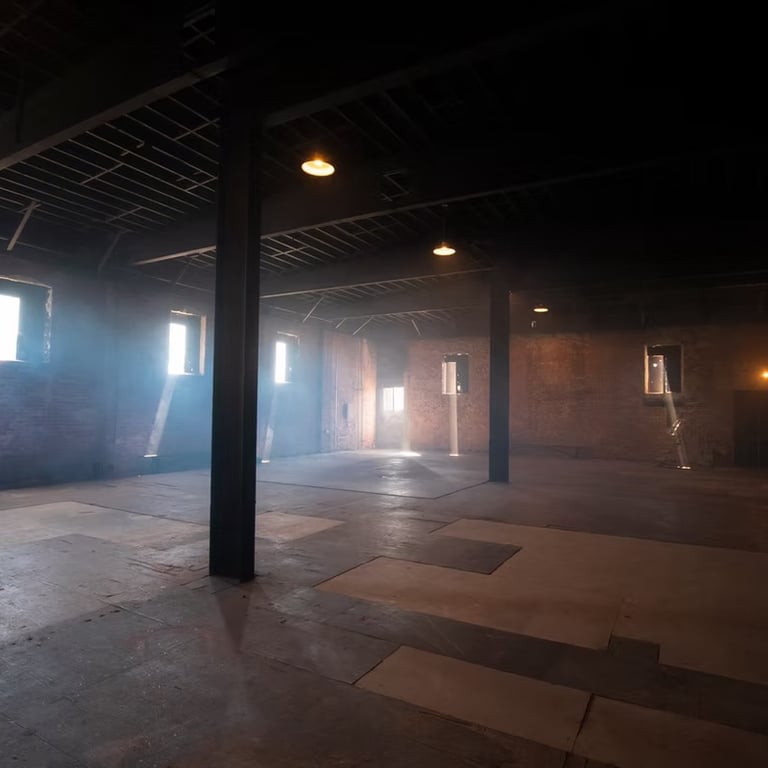 Warehouse loft rental Los Angeles — Grayfox Studios industrial space with exposed brick, steel beams, and natural light