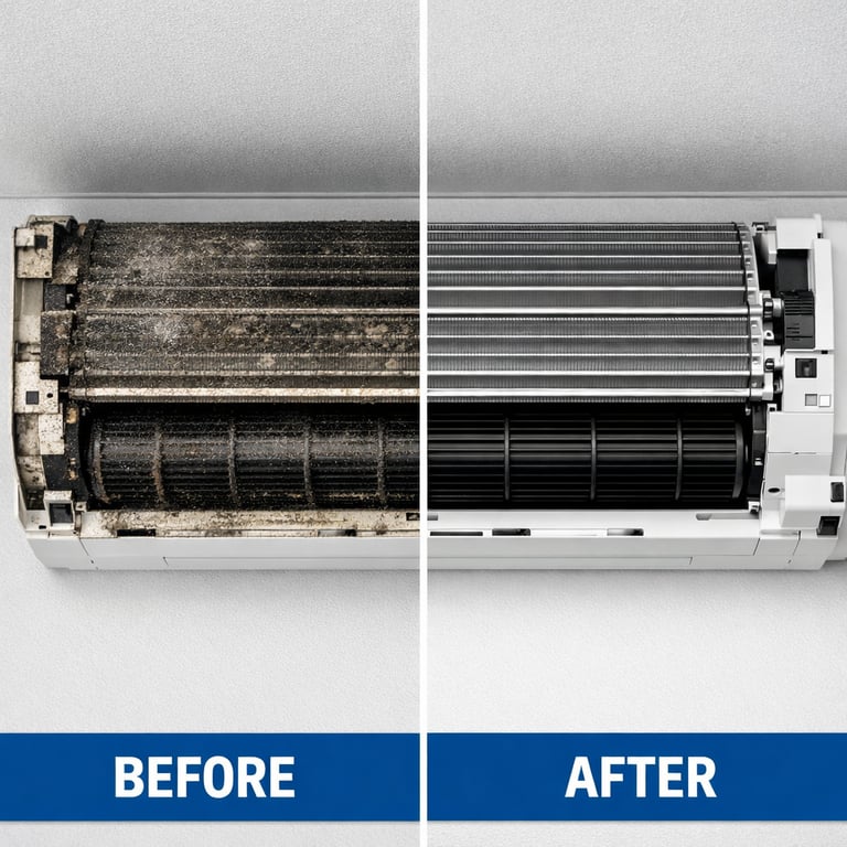 Heat Pump Clean Before and After