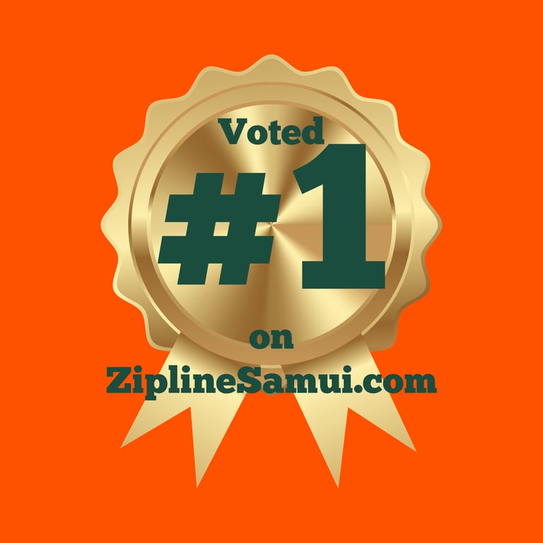 Gold award seal showing Voted #1 on ZiplineSamui.com for top Koh Samui zipline tours.