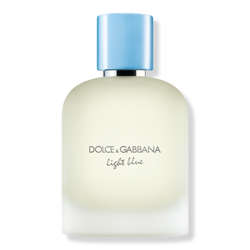Dolce and Gabbana Light Blue Eau de Toilette perfume bottle with a light blue cap.