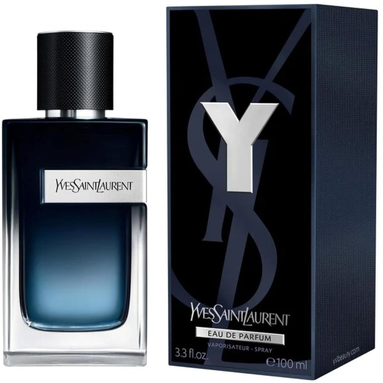 Yves Saint Laurent Y Eau de Parfum for men bottle and blue designer packaging.