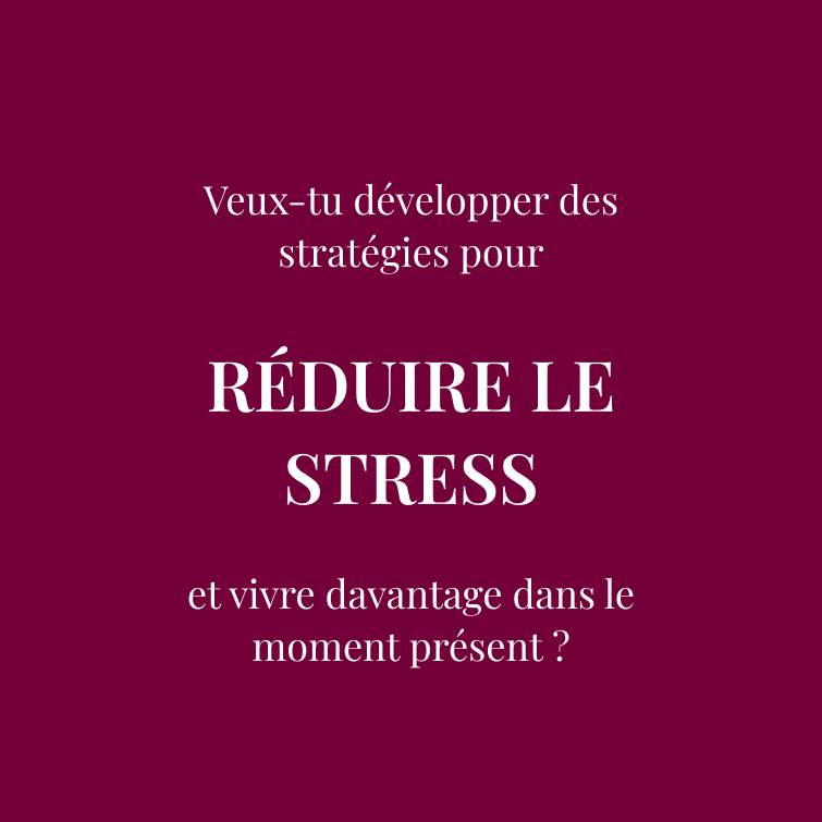 Veux-tu développer des stratégies pour  RÉDUIRE LE STRESS  et vivre davantage dans le moment présent