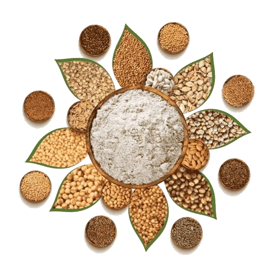display of millets which are used in yashnas health mix