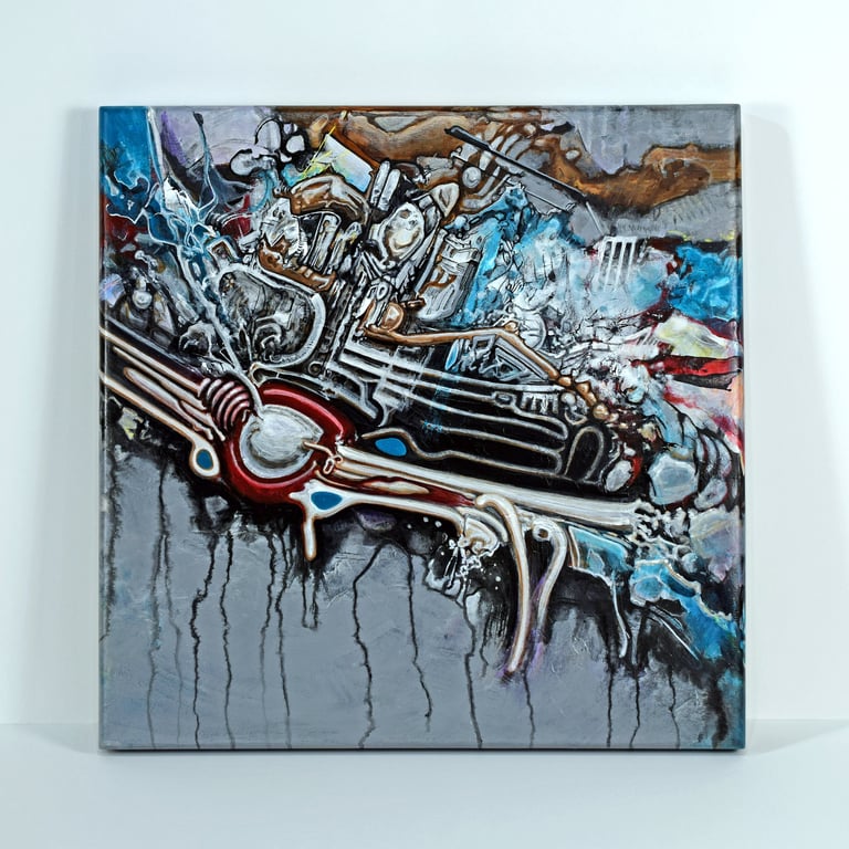 Origional abstract art by Eric Stiles, painted with acrylic on a cradled panel