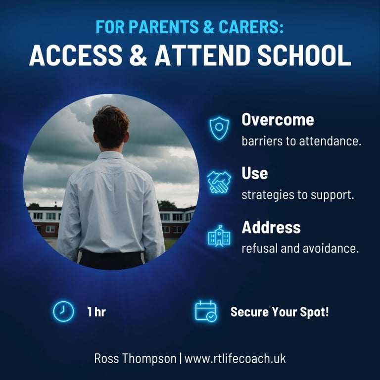 EBSA Support for Parents session logo of a boy in school looking up at the clouds.