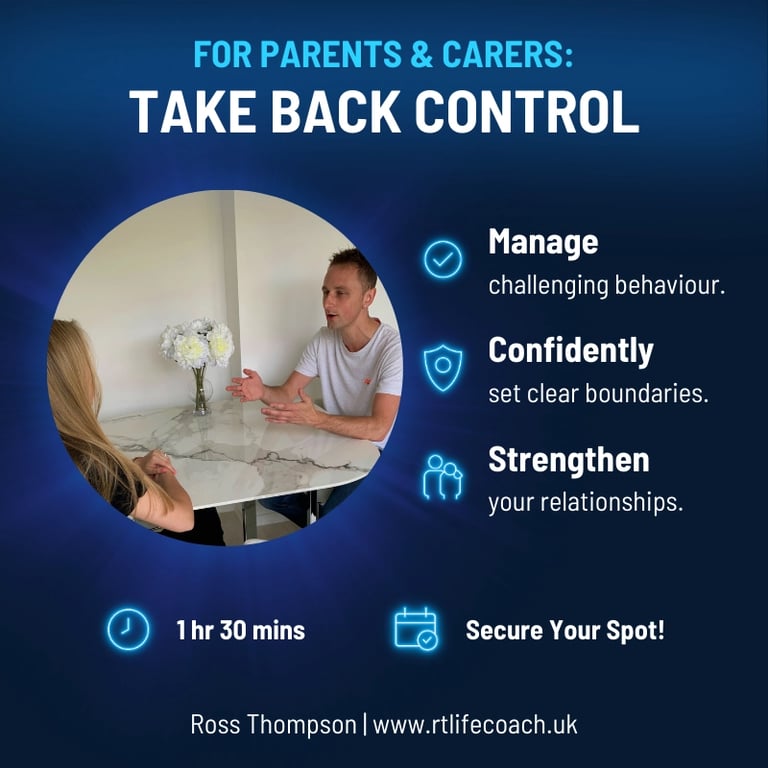 Behaviour management strategies being given to a parent by Ross Thompson.