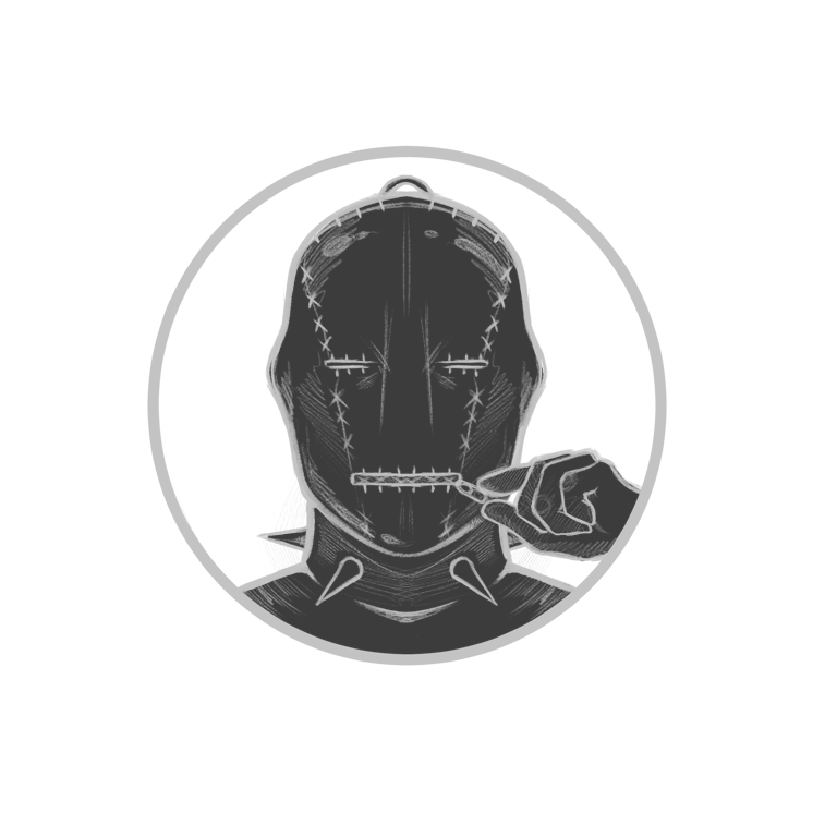 a man in a mask whit zipper