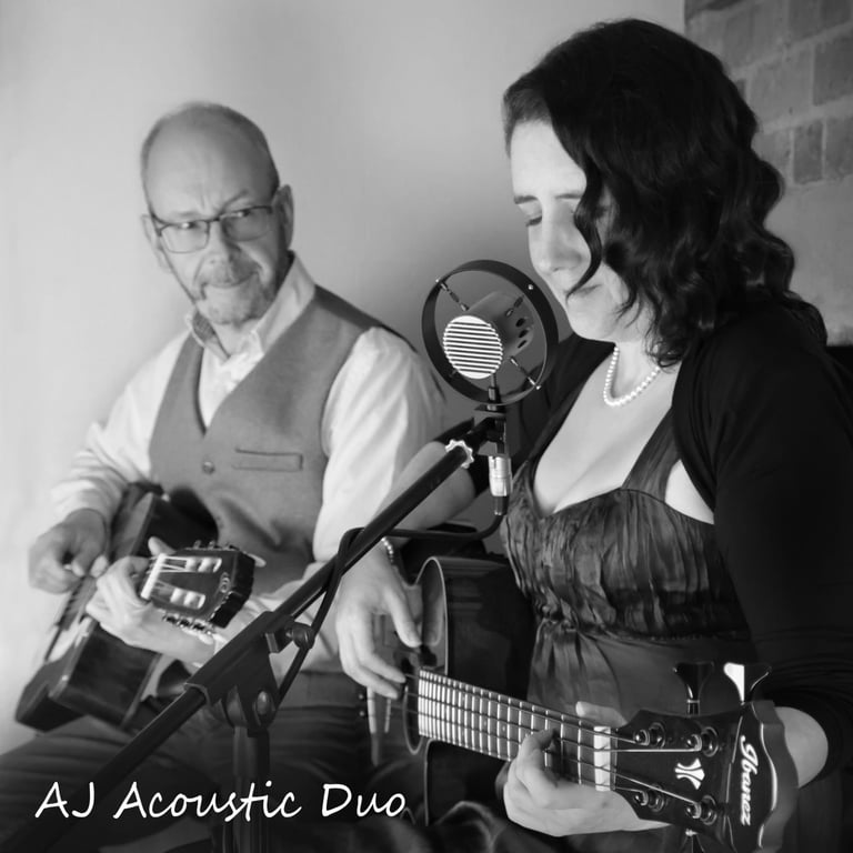 Promo shot of AJ acoustic duo performing