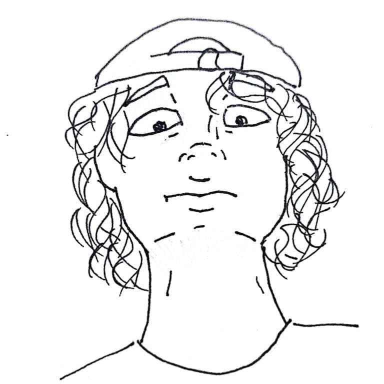 a drawing of um homem with a hat on - Samuel Vitor Lopes Mendonça