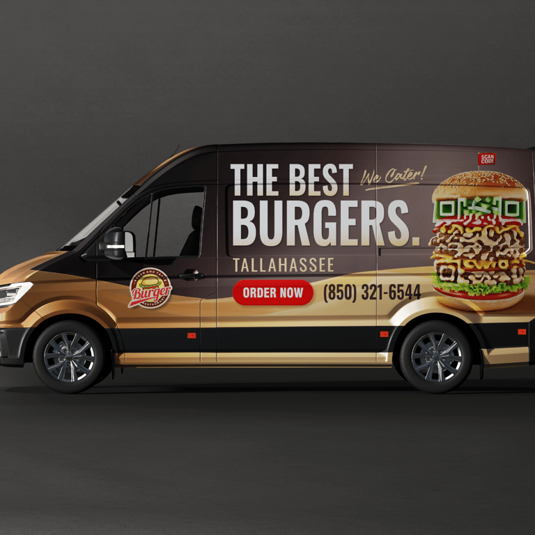 burger qr code on van