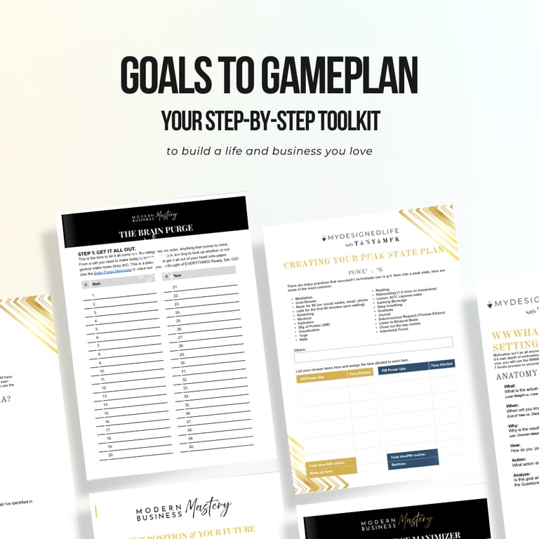 Images of the resources you'll get in Goals to Gameplan.