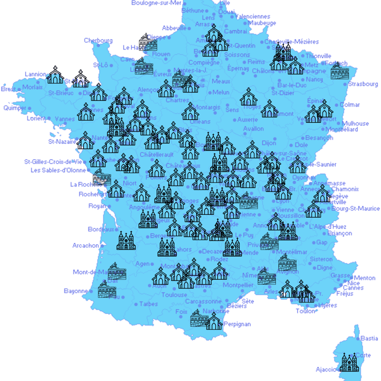 représentation graphique des installations sonores de leveque acoustique dans des lieux religieux en france