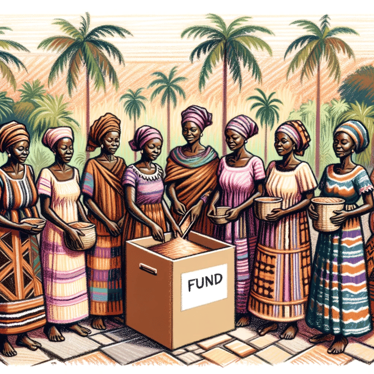 Un groupement de femmes africaines qui cotisent de la nourriture ensemble