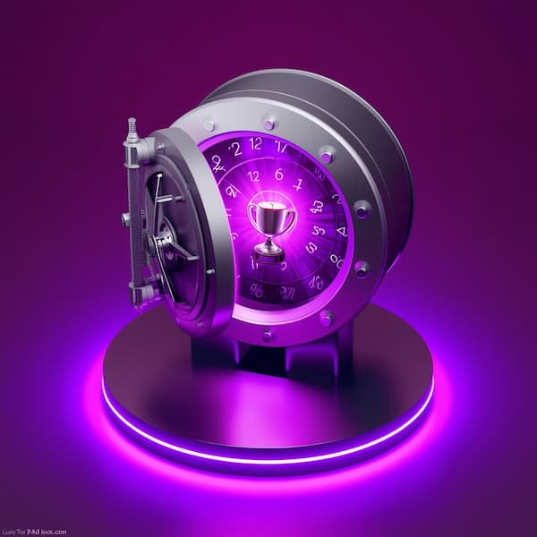 3D otvoreni trezor sa trofejom za Premium paket dečijeg rođendana u igraonici Exploroom.