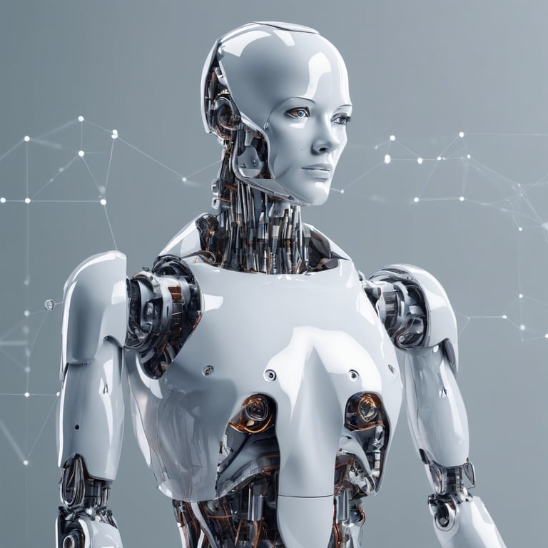 white and brown human robot illustration