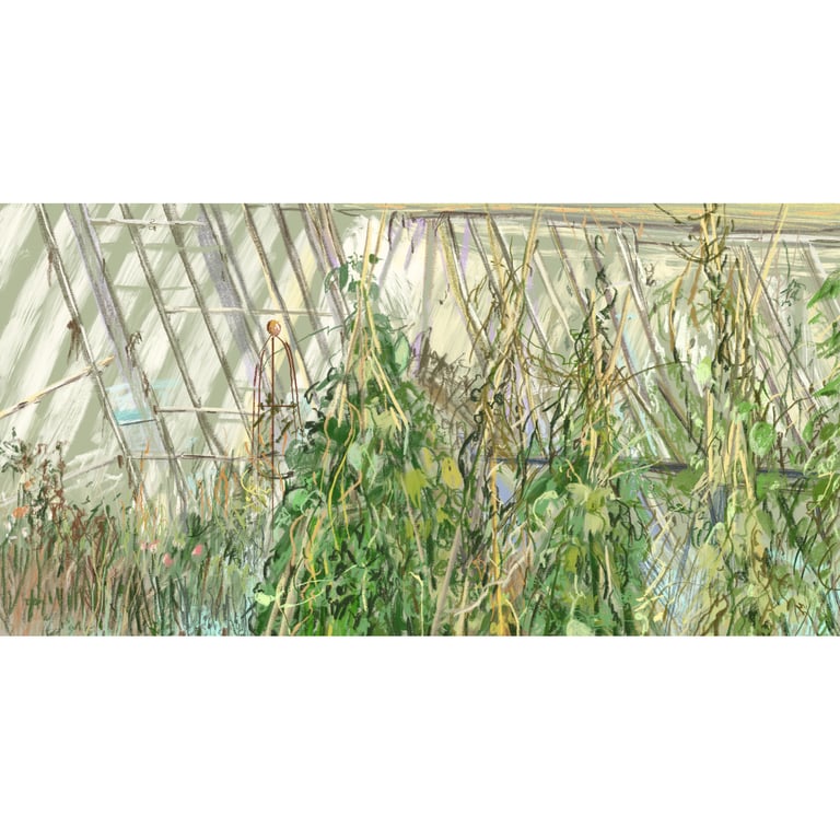Scotney Castle glasshouse winter - digital drawing