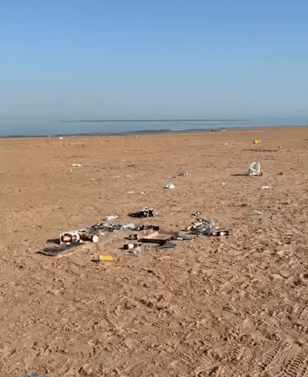 Formby Beach discarded litter after bank holiday weekend