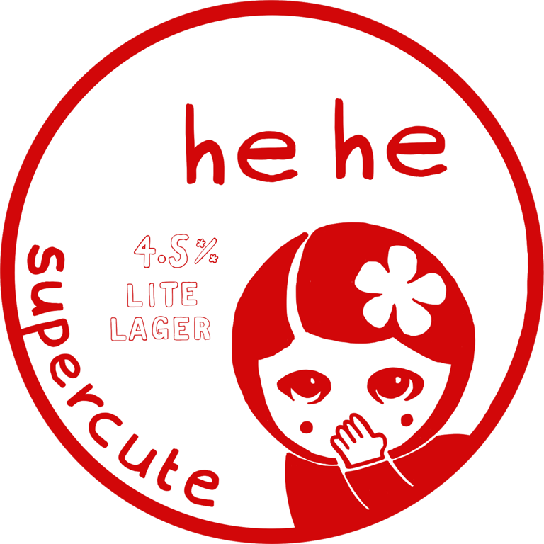 a lager label with a supercute girl laughing he he he 