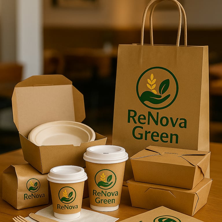Nachhaltige Verpackungen von ReNova Green: Tüten, Schachteln, Becher und Behälter 