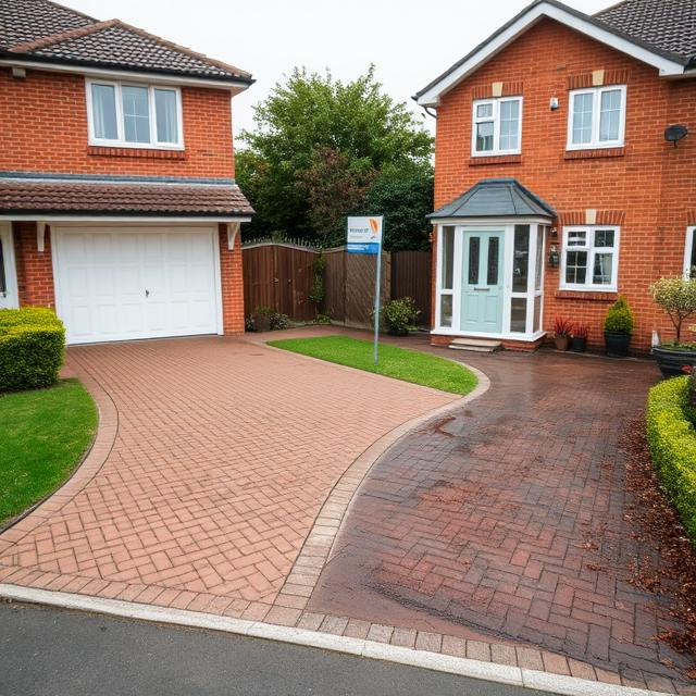 Pressure washing driveway and patio in Newark on Trent