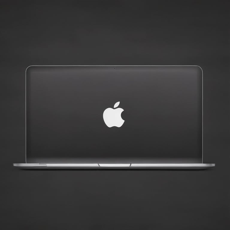 silver macbook on black table