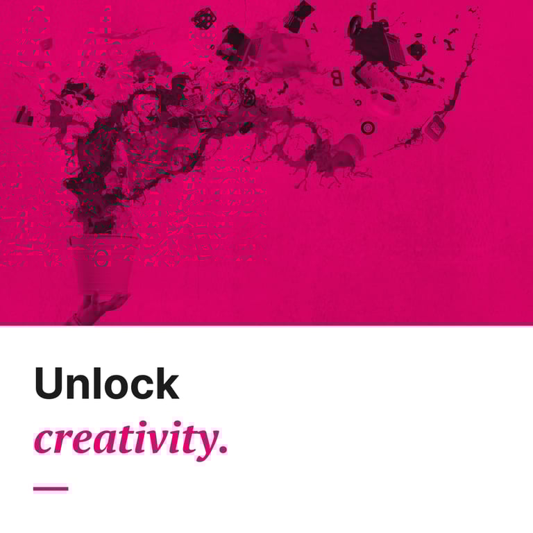 Photo of exploding paint can with the text: Unlock creativity