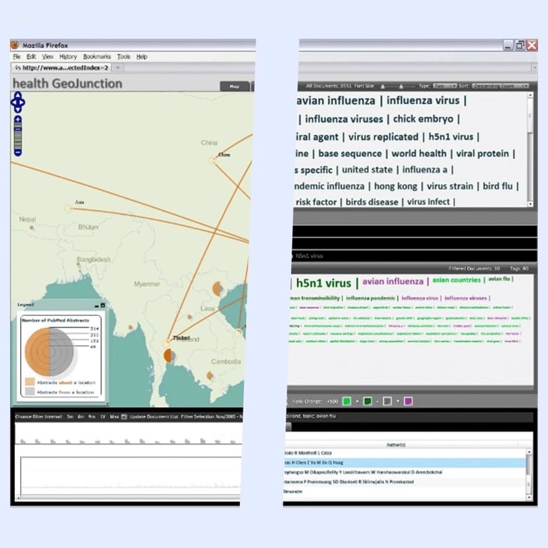 health geojunction AI geospatial news media visual analytics