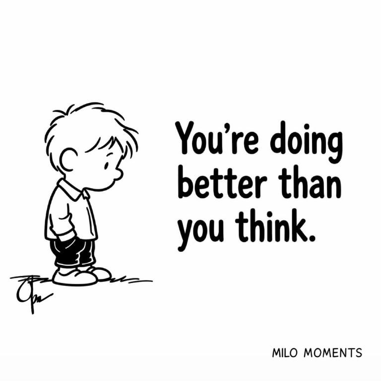 Black and white line art cartoon by Opa about his own boyhood. And perhaps, it’s about every child.