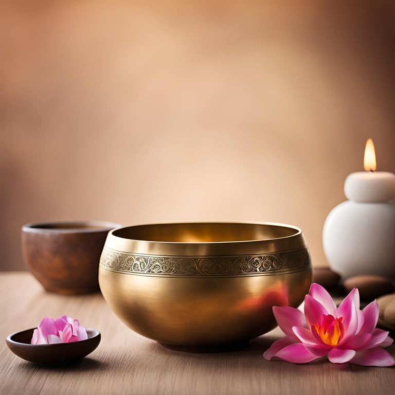 Klangschale im Kerzenschein – Achtsamkeit und Entspannung in meditativer Atmosphäre